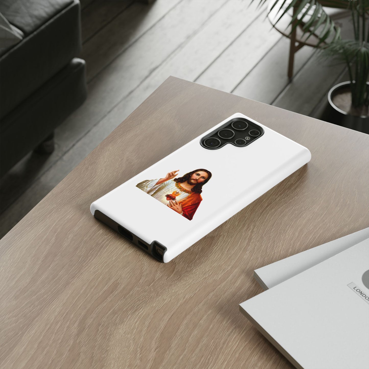 Artistic Phone Case Featuring Jesus, Tough Phone Case, Christian Gift, Religious Phone Cover, Inspirational Phone Accessory, Unique Jesus