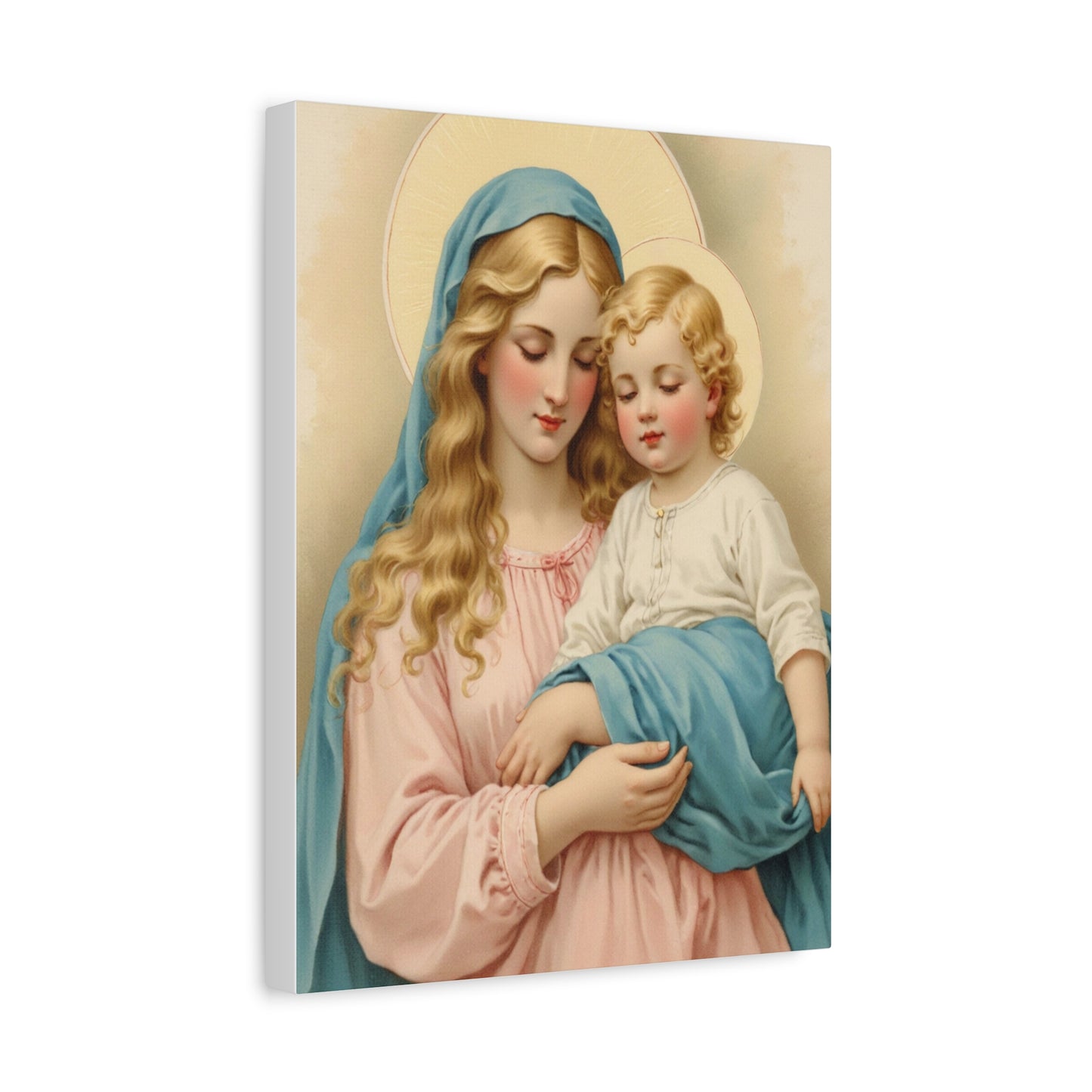Mother Mary and Baby Jesus Catholic Canvas Wall Art, Christian Decor