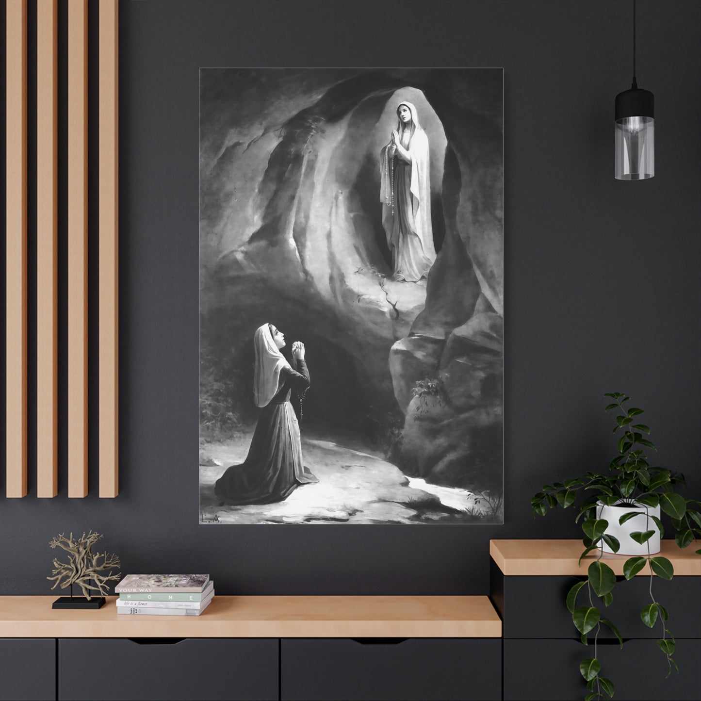 Ready to Hang - Our Lady of Lourdes St. Bernadette Soubirous Catholic Canvas Wall Art, Christian Decor