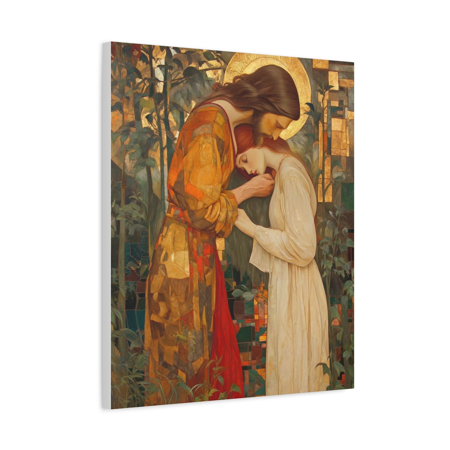 Healing Love - Christ Embracing Mary Magdalene Catholic Canvas Wall Art, Christian Decor