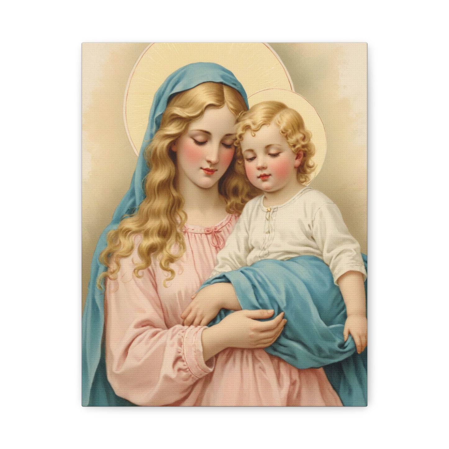 Mother Mary and Baby Jesus Catholic Canvas Wall Art, Christian Decor
