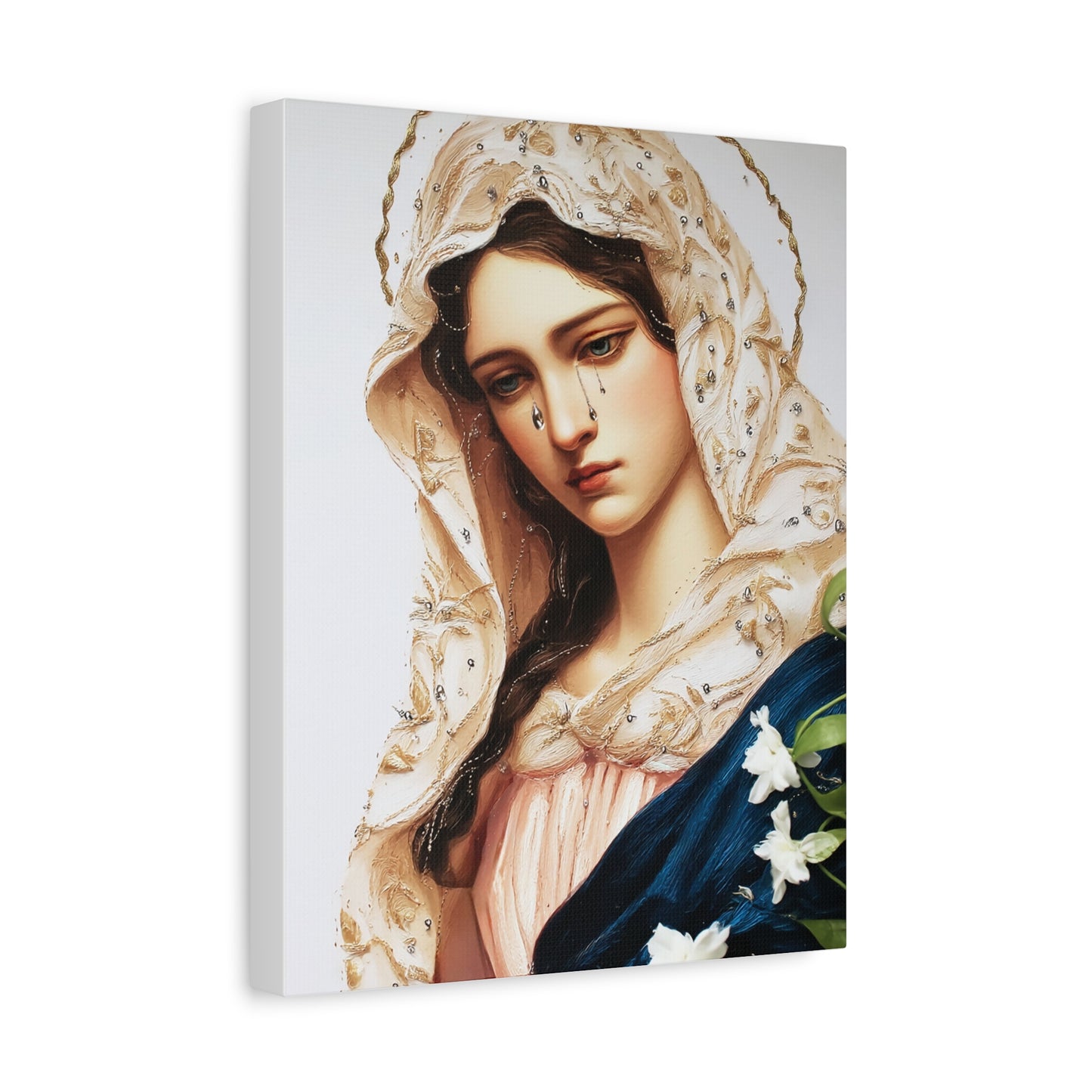 Ready to Hang - Our Lady Tears Catholic Canvas Wall Art, Christian Decor