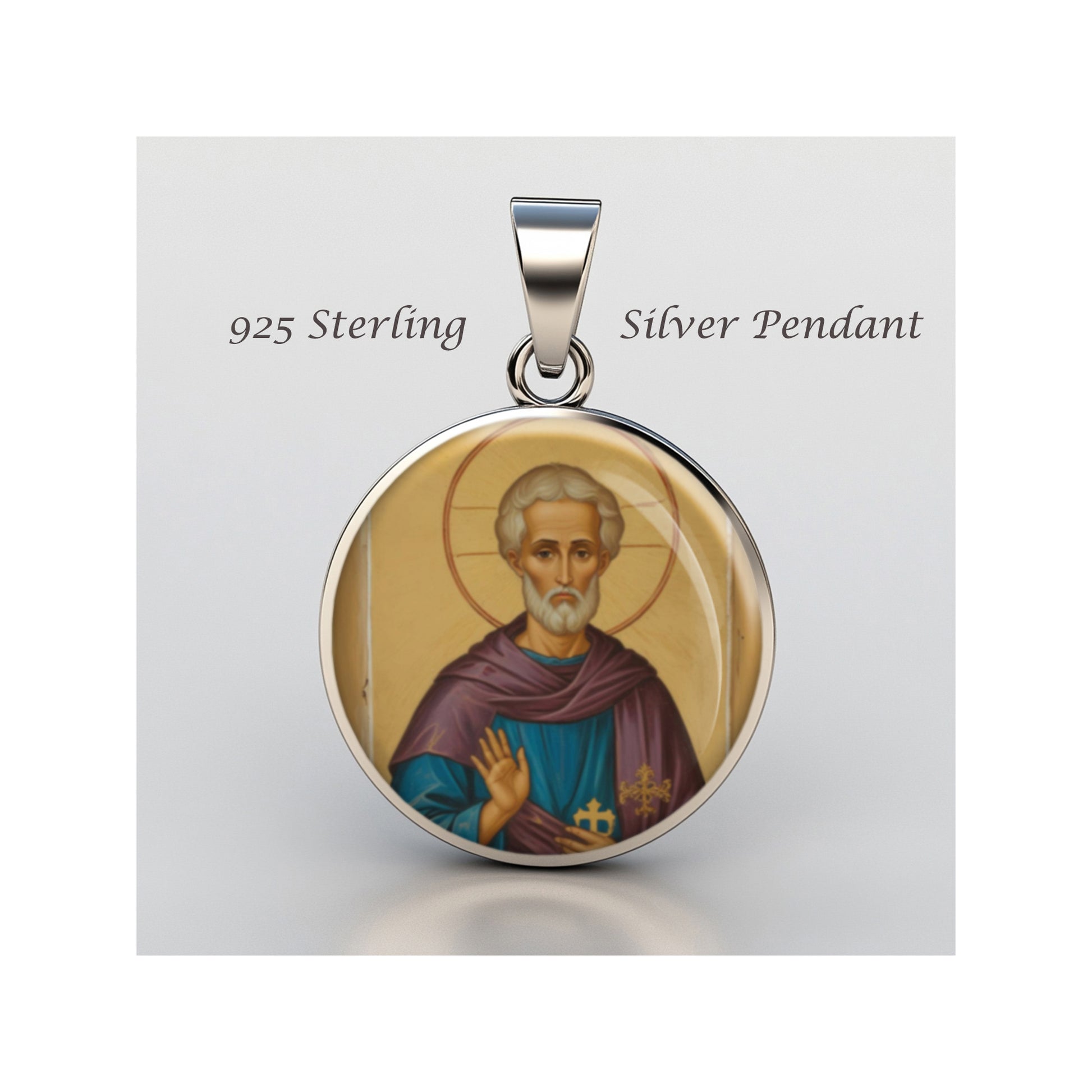 Saint Enoch Catholic sterling silver 925 Christian Medal Patron Pendant image 0