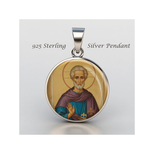 Saint Enoch Catholic sterling silver 925 Christian Medal Patron Pendant image 0