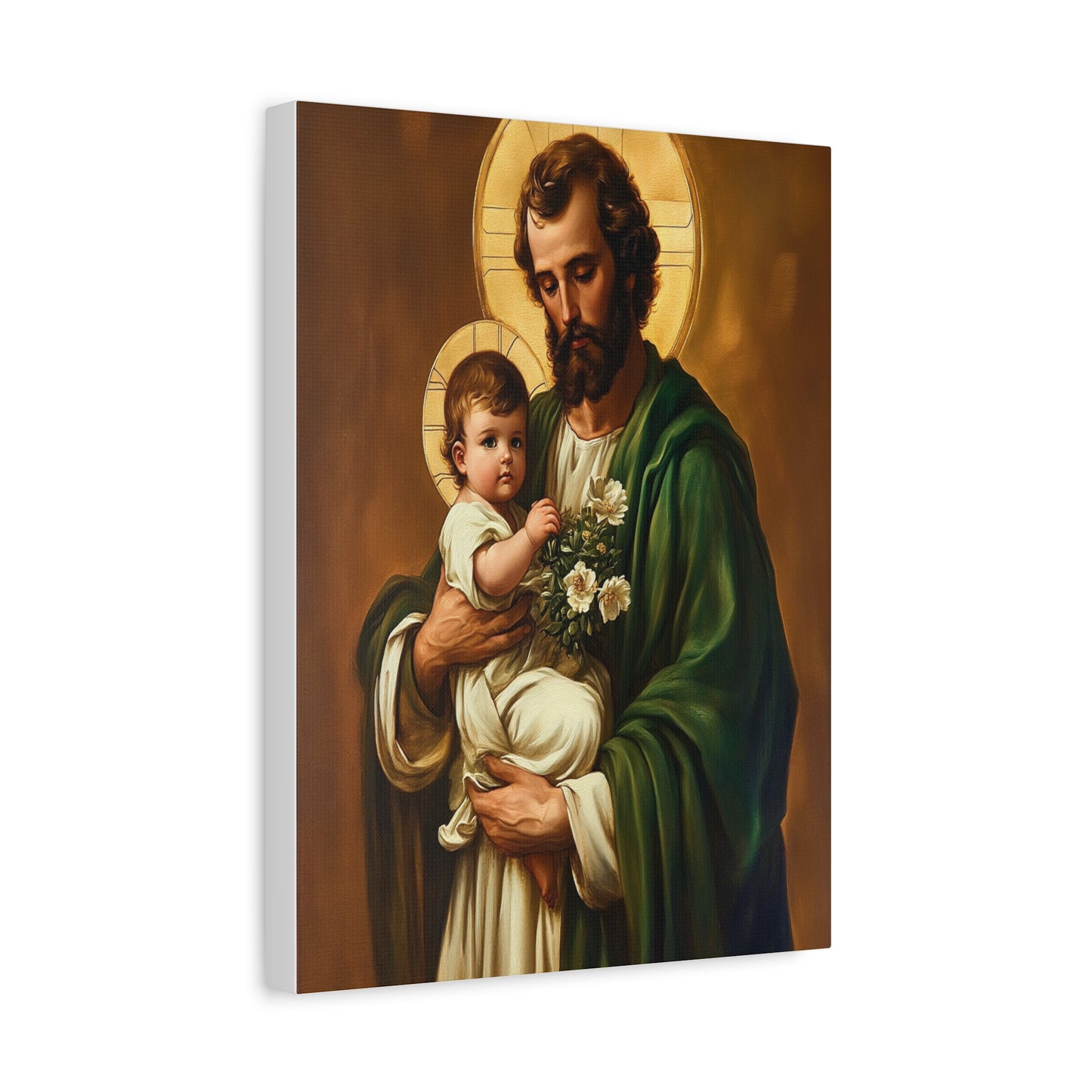 St. Joseph and Baby Jesus Catholic Canvas Wall Art, Christian Decor