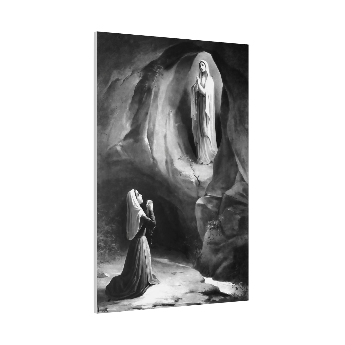 Ready to Hang - Our Lady of Lourdes St. Bernadette Soubirous Catholic Canvas Wall Art, Christian Decor