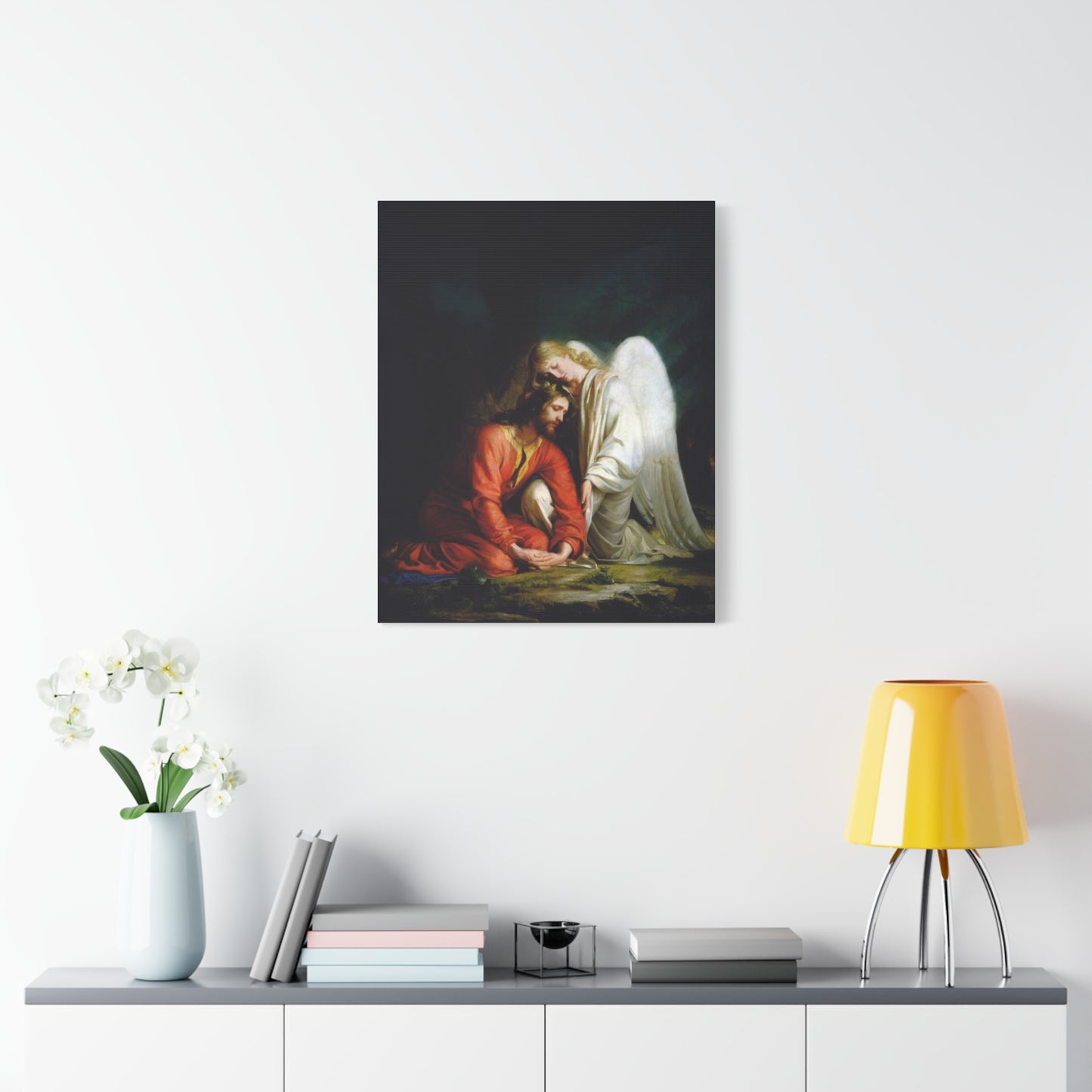 Ready To Hang - Bloch Gethsemane Jesus and Angel Praying - Agony in the Garden Catholic Canvas Wall Art, Christian Decor