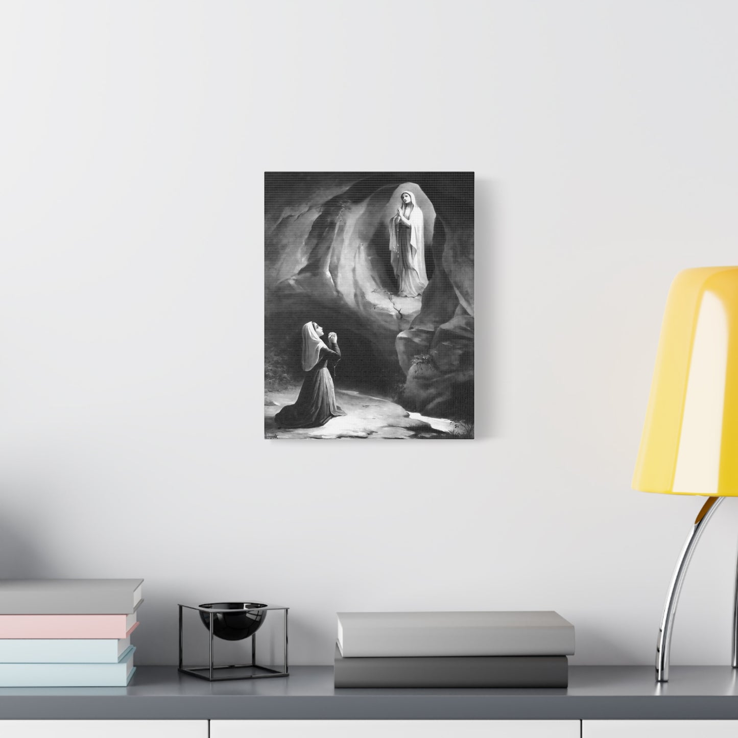 Ready to Hang - Our Lady of Lourdes St. Bernadette Soubirous Catholic Canvas Wall Art, Christian Decor