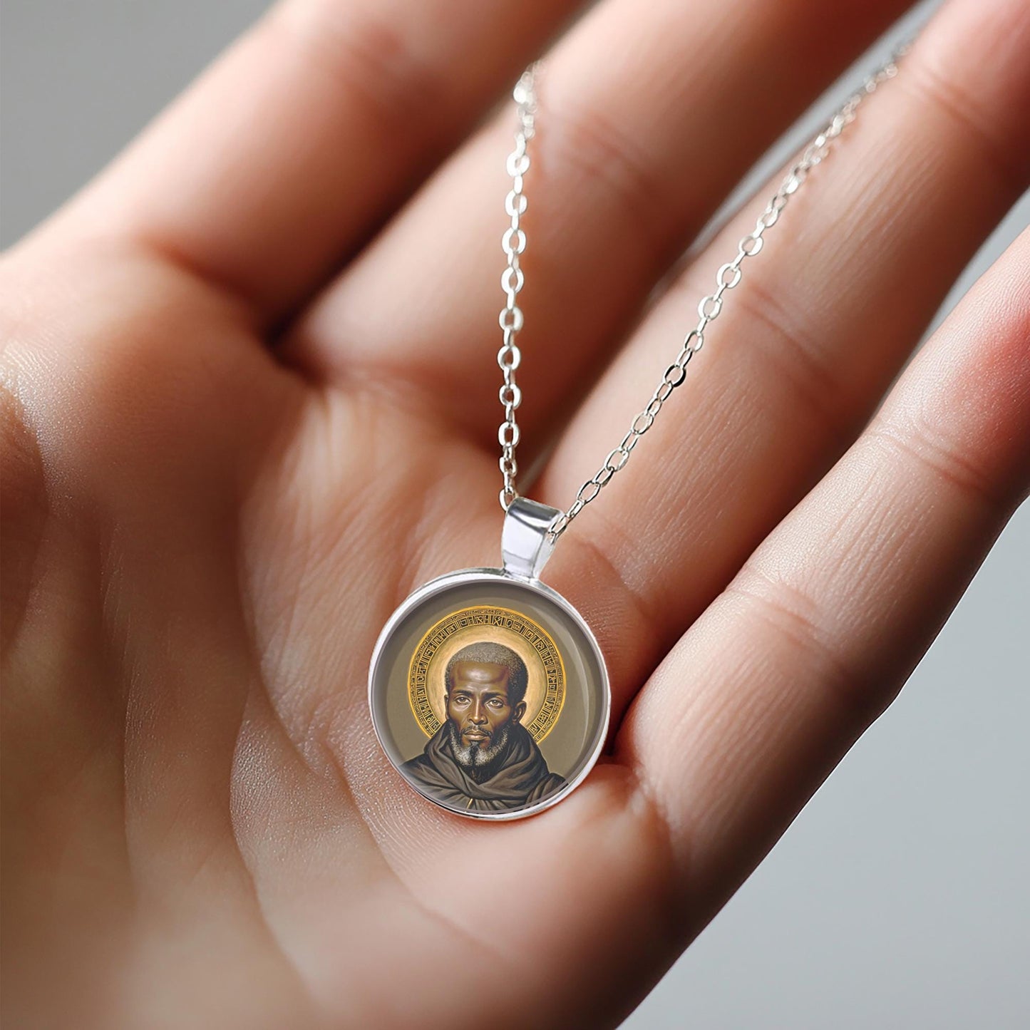 St Benedict the African Necklace Pendant Medal