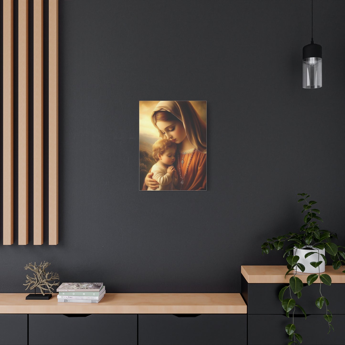 Mother Mary and Baby Jesus Catholic Canvas Wall Art, Christian Decor