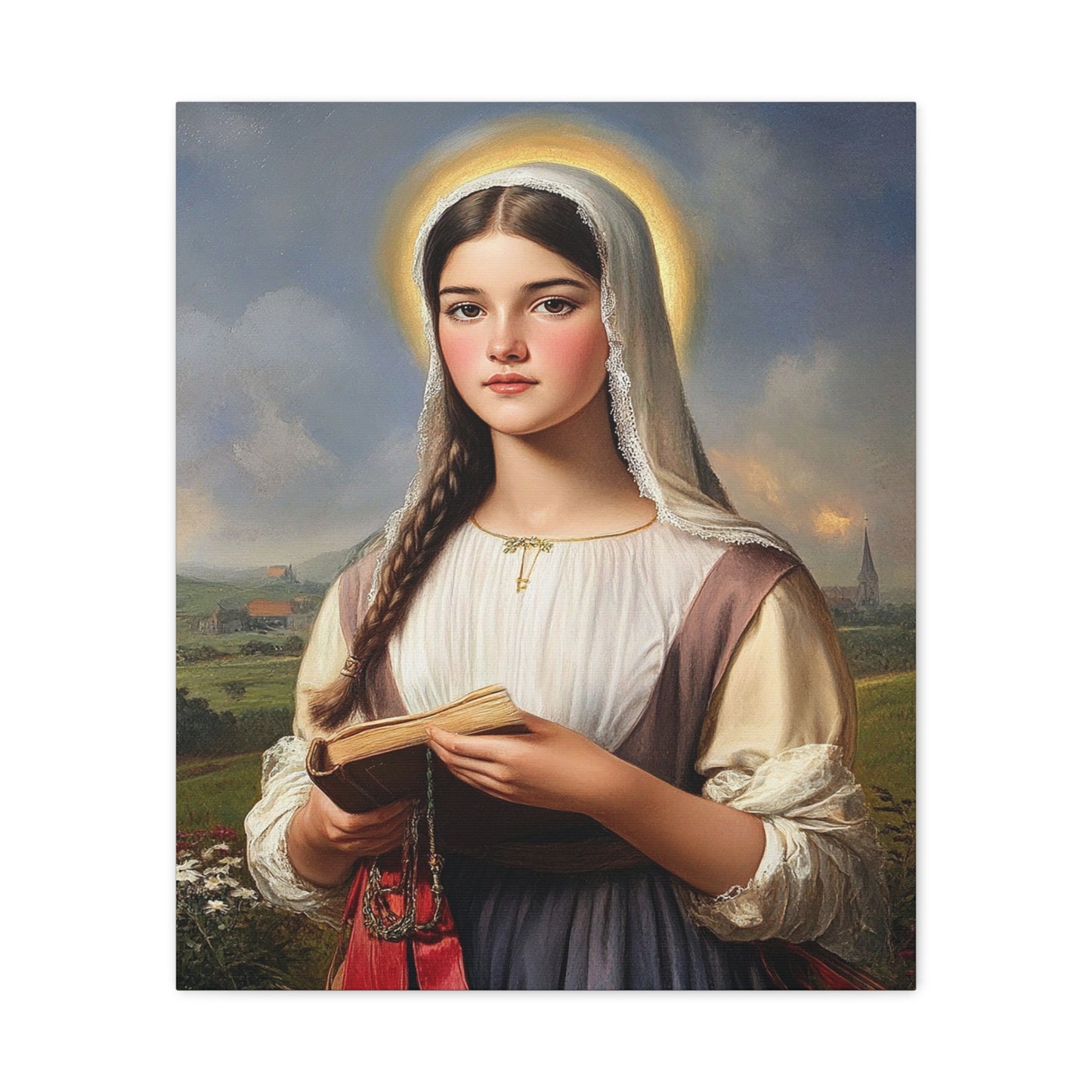 St. Genevieve Catholic Canvas Wall Art, Christian Decor