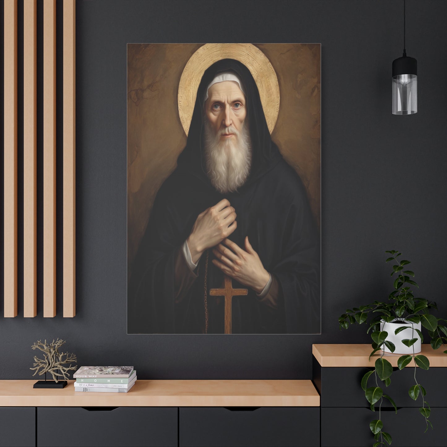 St Benedict of Nursia Canvas Print, Catholic Decor Wall, Gift Religious Christian