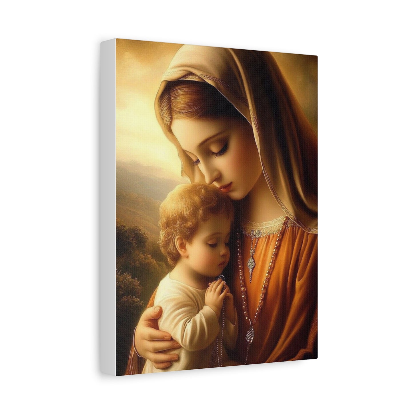 Mother Mary and Baby Jesus Catholic Canvas Wall Art, Christian Decor