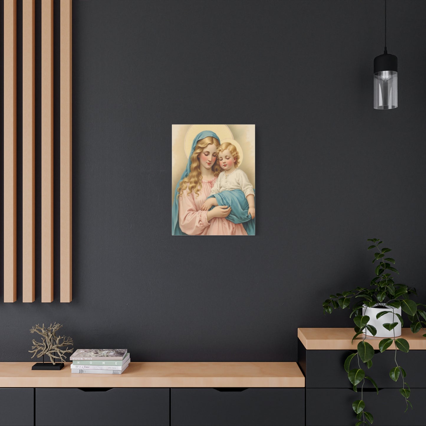Mother Mary and Baby Jesus Catholic Canvas Wall Art, Christian Decor