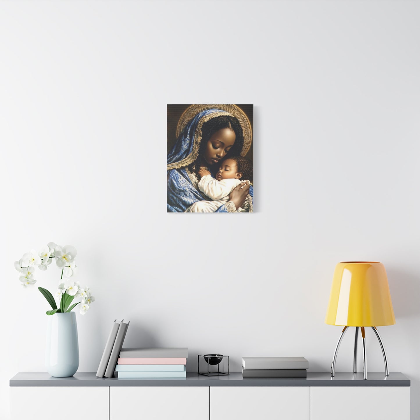 african mother mary with babyCanvas Wall Art, Christian Decor