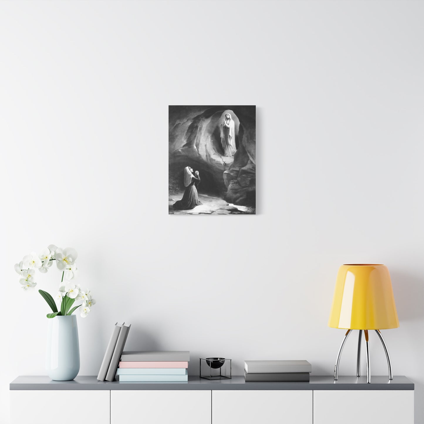 Ready to Hang - Our Lady of Lourdes St. Bernadette Soubirous Catholic Canvas Wall Art, Christian Decor