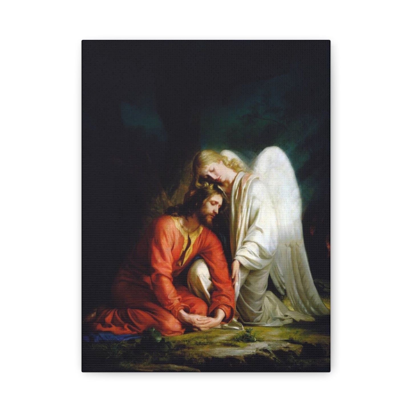 Ready To Hang - Bloch Gethsemane Jesus and Angel Praying - Agony in the Garden Catholic Canvas Wall Art, Christian Decor
