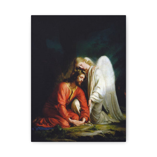 Ready To Hang - Bloch Gethsemane Jesus and Angel Praying - Agony in the Garden Catholic Canvas Wall Art, Christian Decor