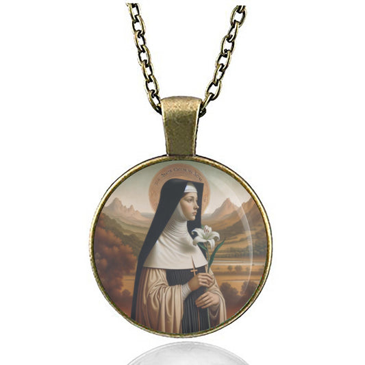 St. Catherine of Siena Catholic Necklace | Round Pendant Medal