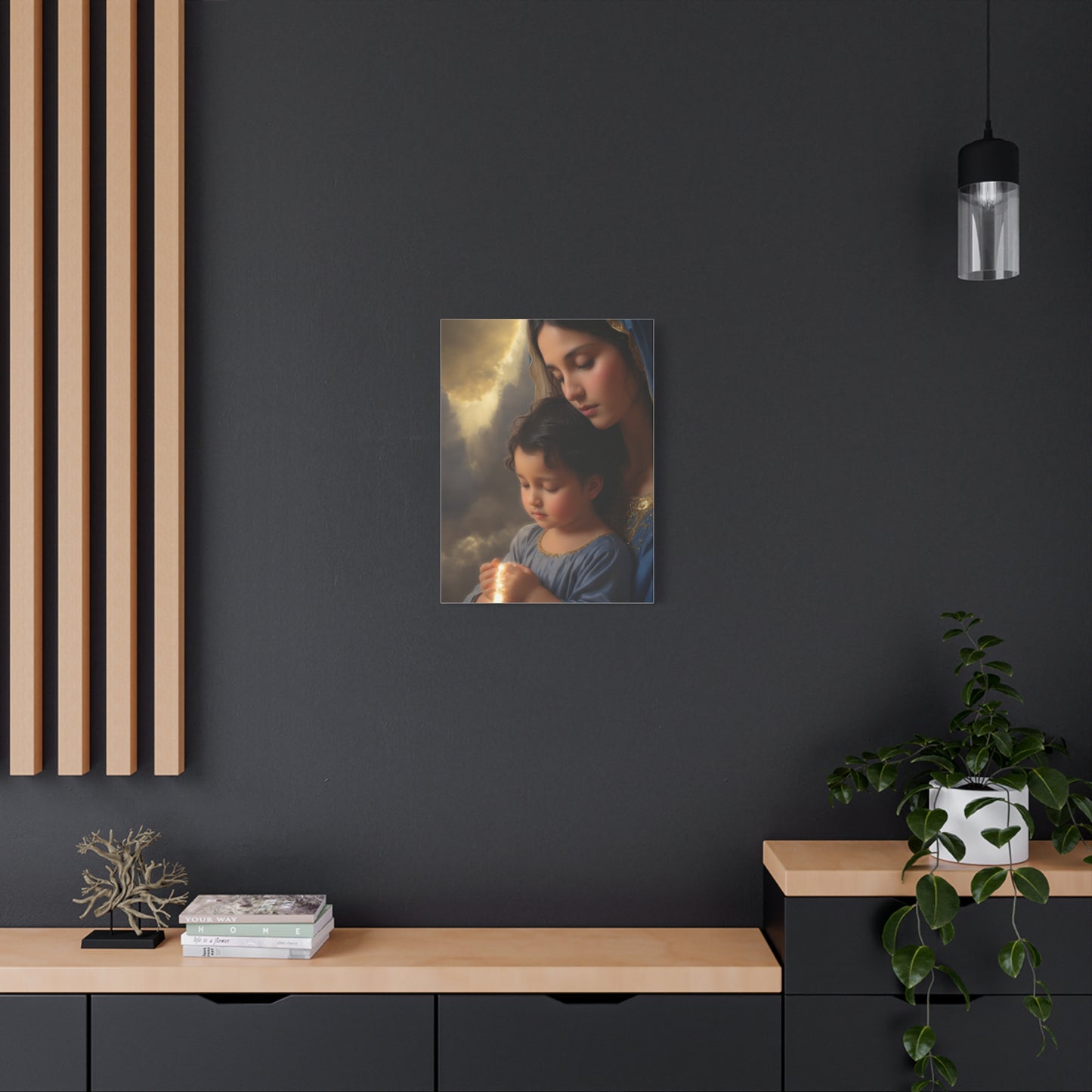 Mary and Baby Jesus Catholic Canvas Wall Art, Christian Decor