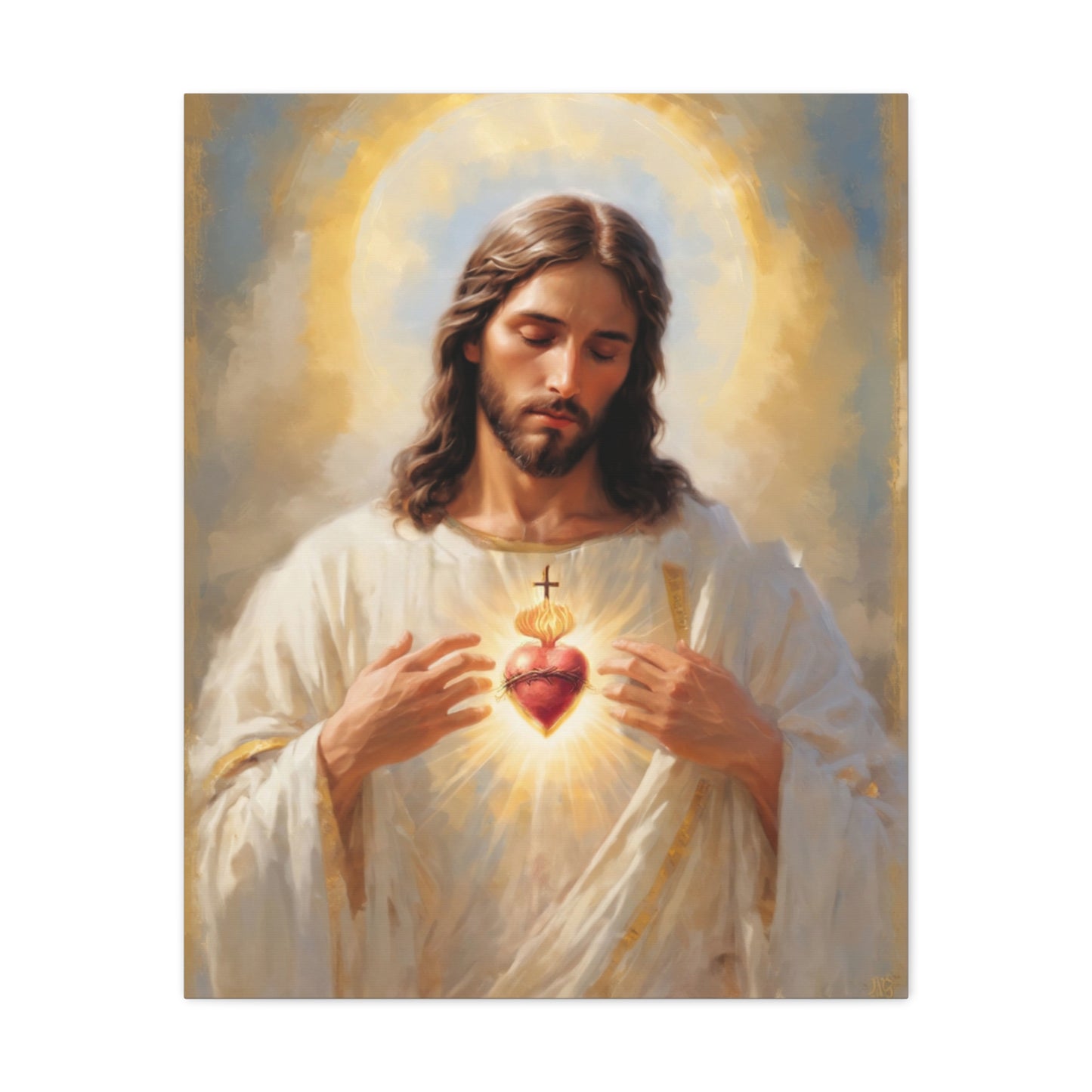 Jesus Christ Sacred Heart Catholic Canvas Wall Art, Christian Decor
