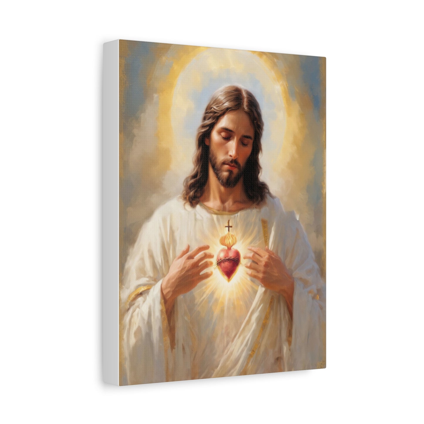 Jesus Christ Sacred Heart Catholic Canvas Wall Art, Christian Decor