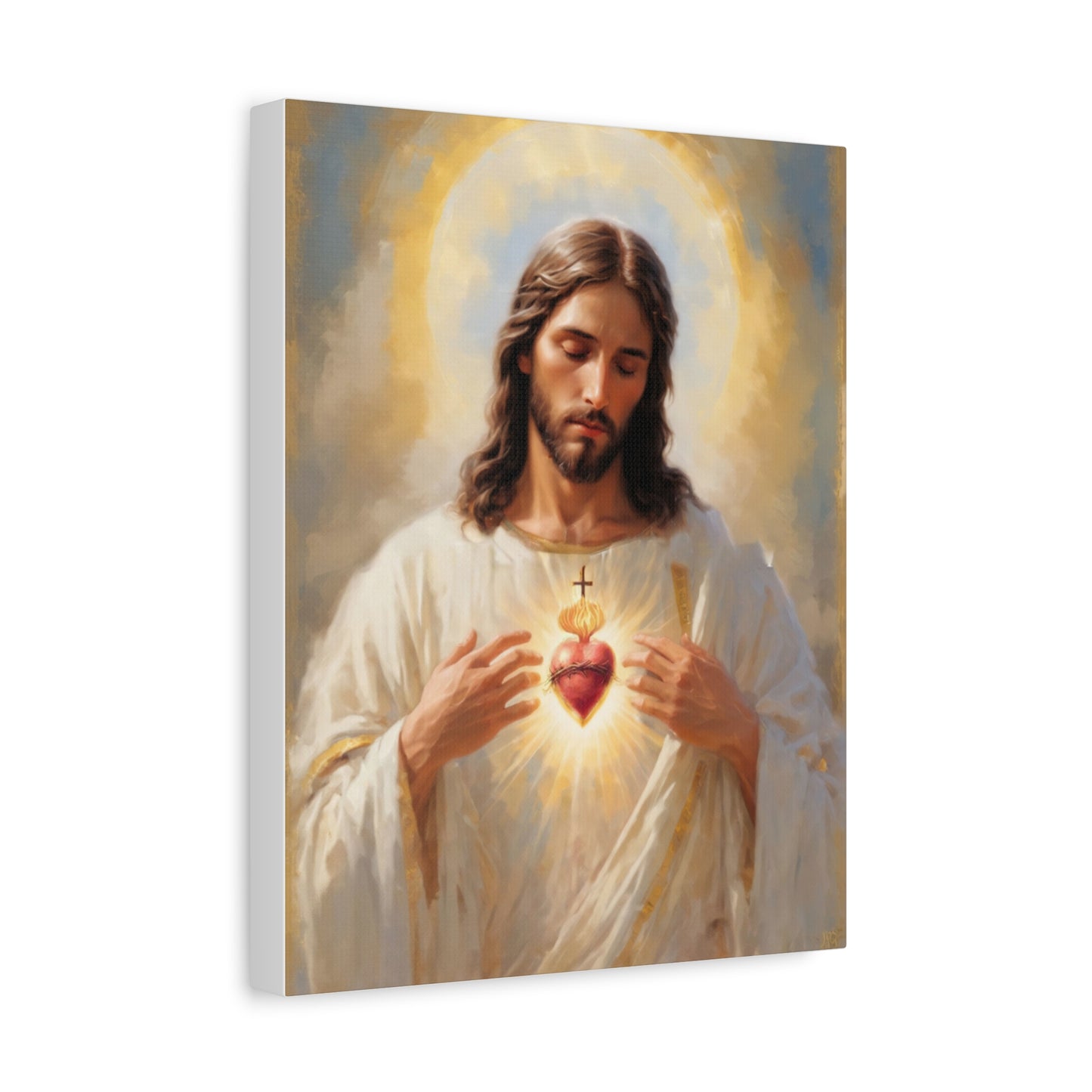 Jesus Christ Sacred Heart Catholic Canvas Wall Art, Christian Decor