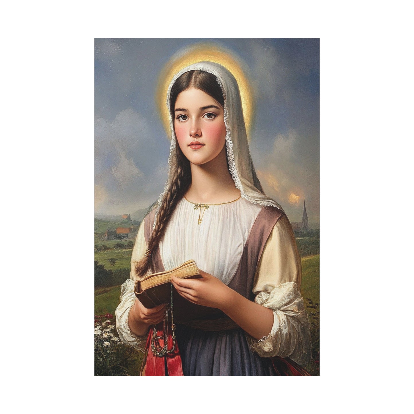 St. Genevieve Catholic Canvas Wall Art, Christian Decor