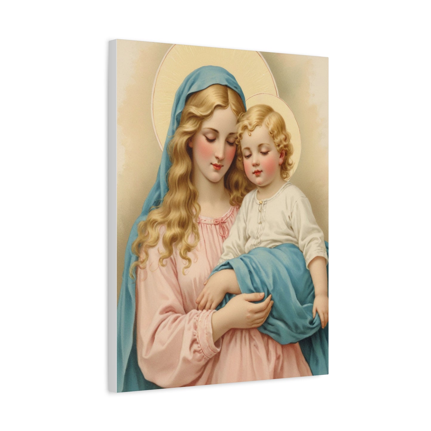 Mother Mary and Baby Jesus Catholic Canvas Wall Art, Christian Decor