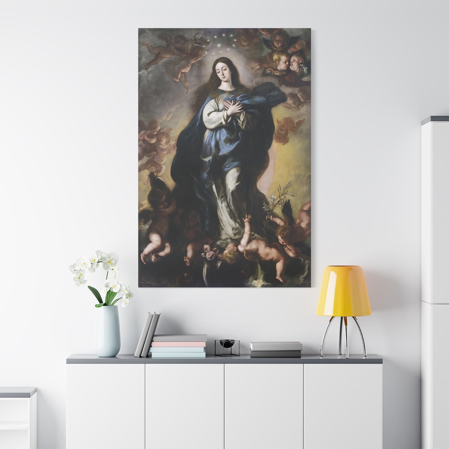 Ready To Hang - Our Lady Mother Mary Immaculate Conception Catholic Canvas Wall Art, Christian Decor