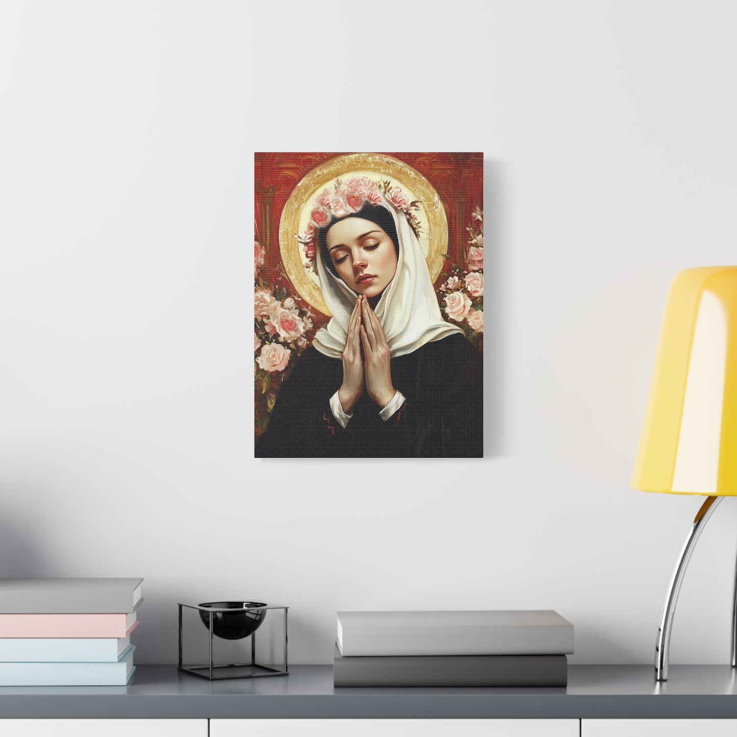 Ready To Hang - St. Rose of Lima Roses Catholic Canvas Wall Art, Christian Decor