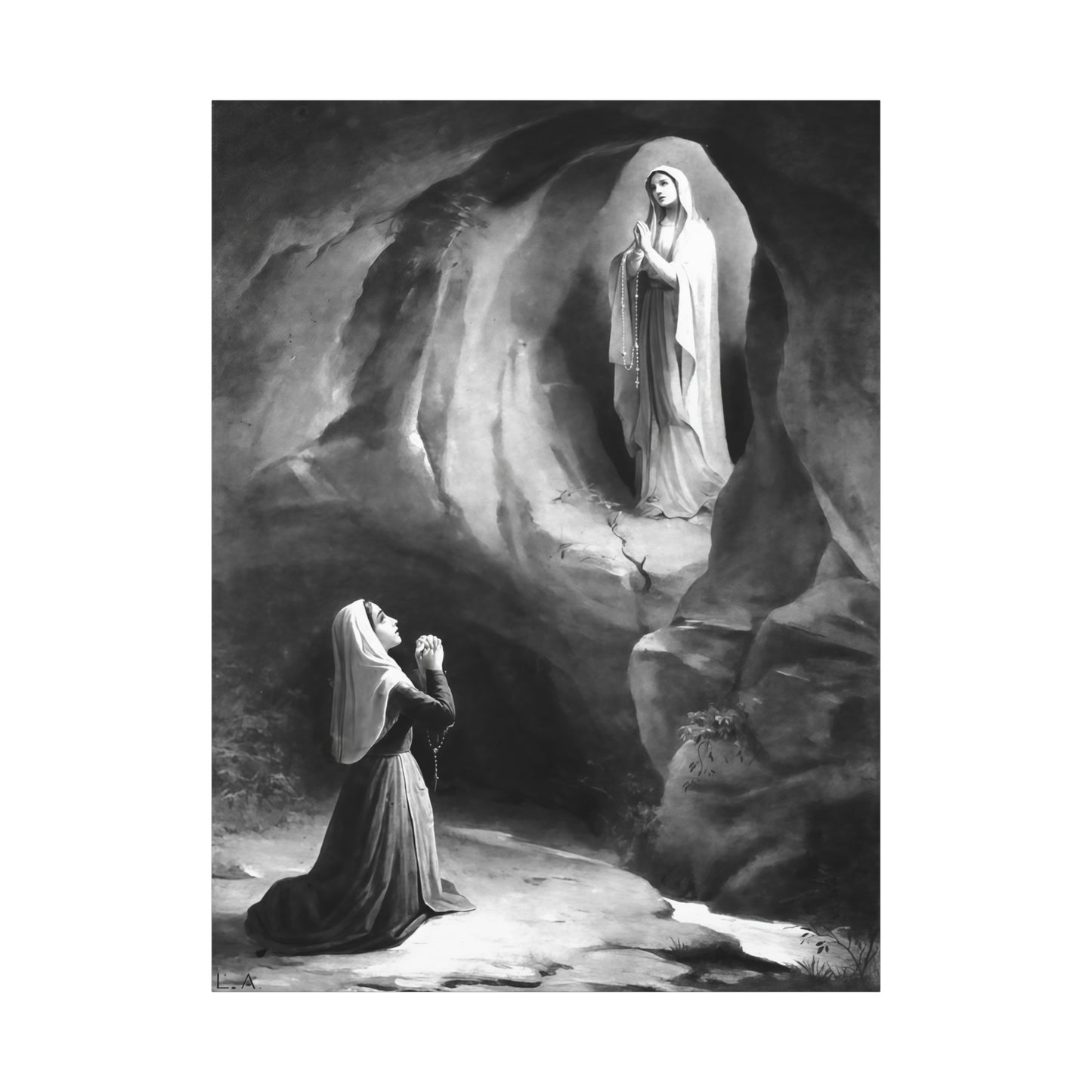 Ready to Hang - Our Lady of Lourdes St. Bernadette Soubirous Catholic Canvas Wall Art, Christian Decor