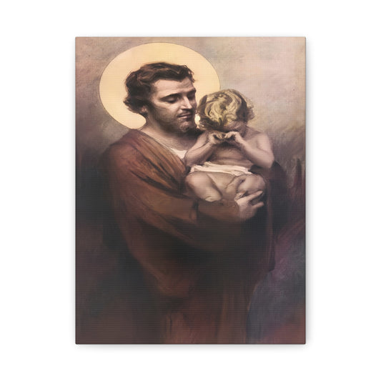 St. Joseph & Child Jesus Crying - Chambers - Catholic Canvas Wall Art, Christian Decor
