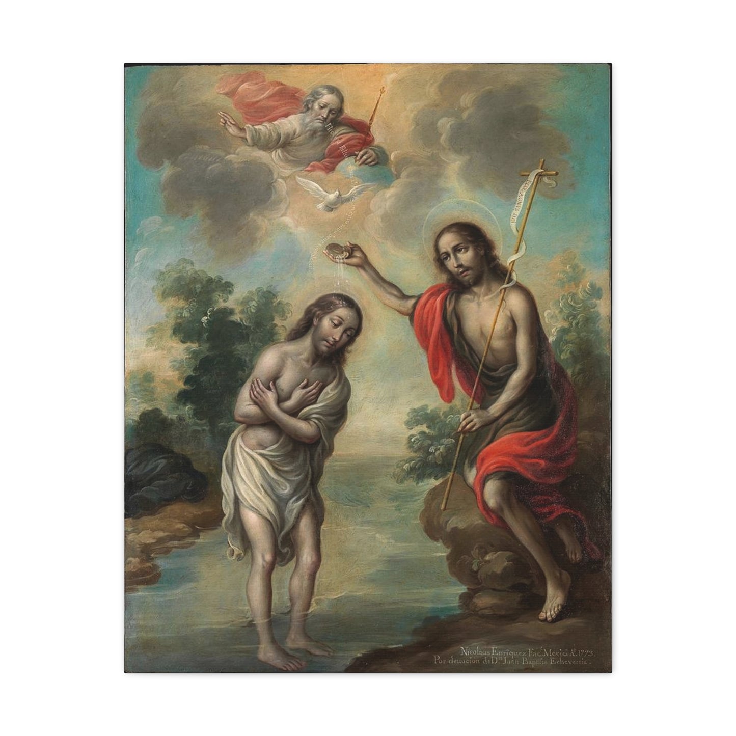 The Baptism of Christ Jesus Catholic HQ Print on Canvas Ready To Hang - Virgin Mary Canvas