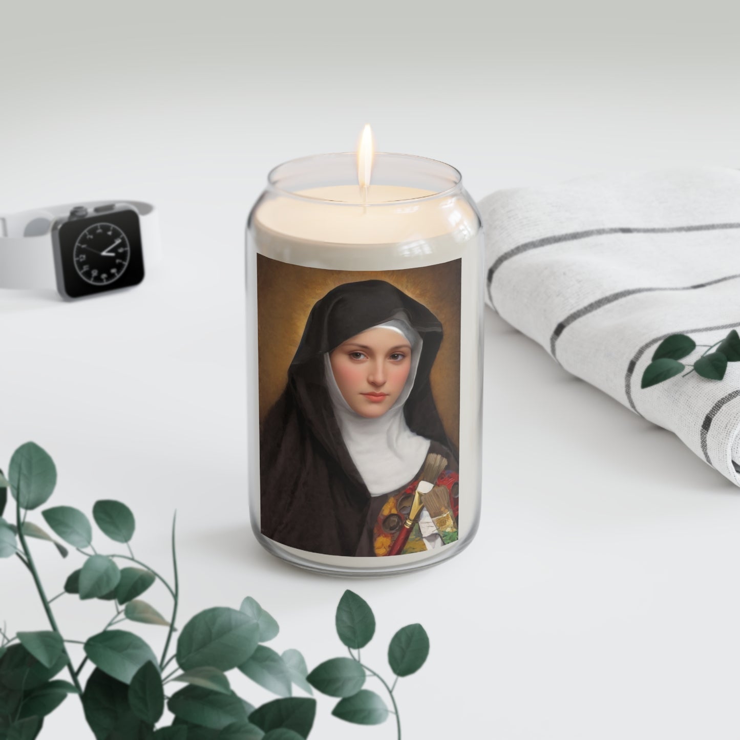 St. Catherine of Bologna Catholic Serenity Scented Candle, 13.75oz | Relaxation Gift, Home Decor, Calm Atmosphere, Religious Decor