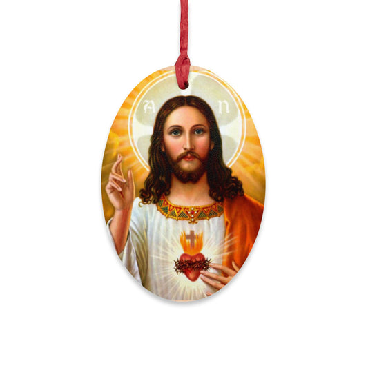Saint Anthony and Baby Jesus Sacred Heart - Religious Wooden Ornaments, Vintage Religious Decor, Spiritual Gifts, Holiday Keepsakes
