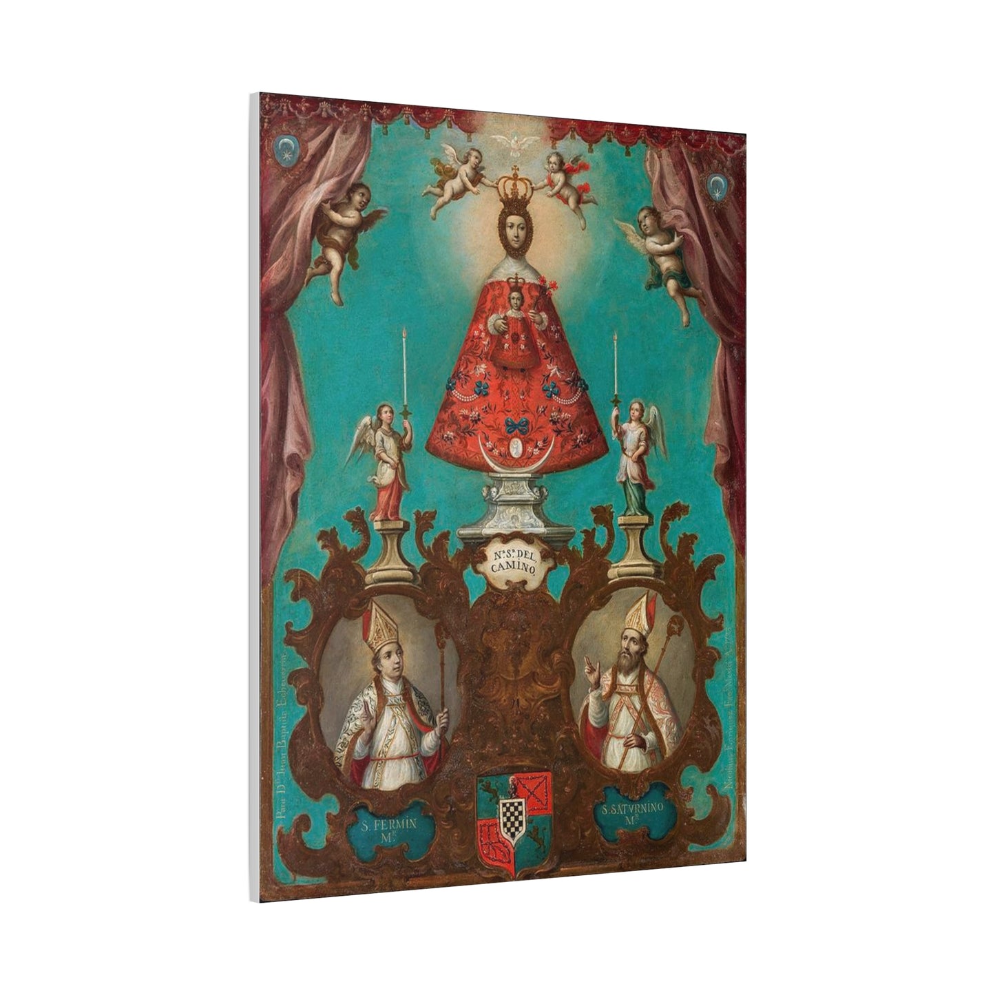 The Virgin of El Camino with St Fermin and St Saturnino Catholic HQ Print on Canvas Ready To Hang - Virgin Mary Canvas