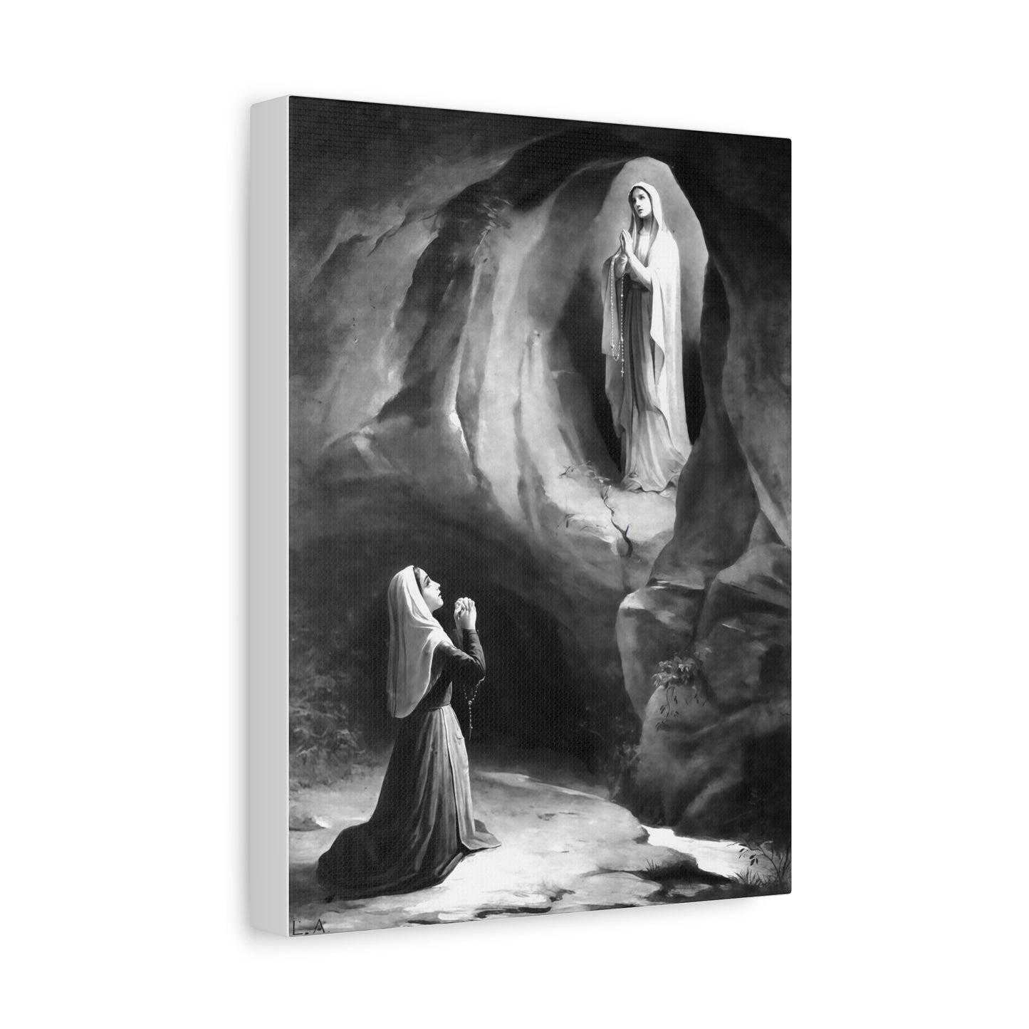 Ready to Hang - Our Lady of Lourdes St. Bernadette Soubirous Catholic Canvas Wall Art, Christian Decor