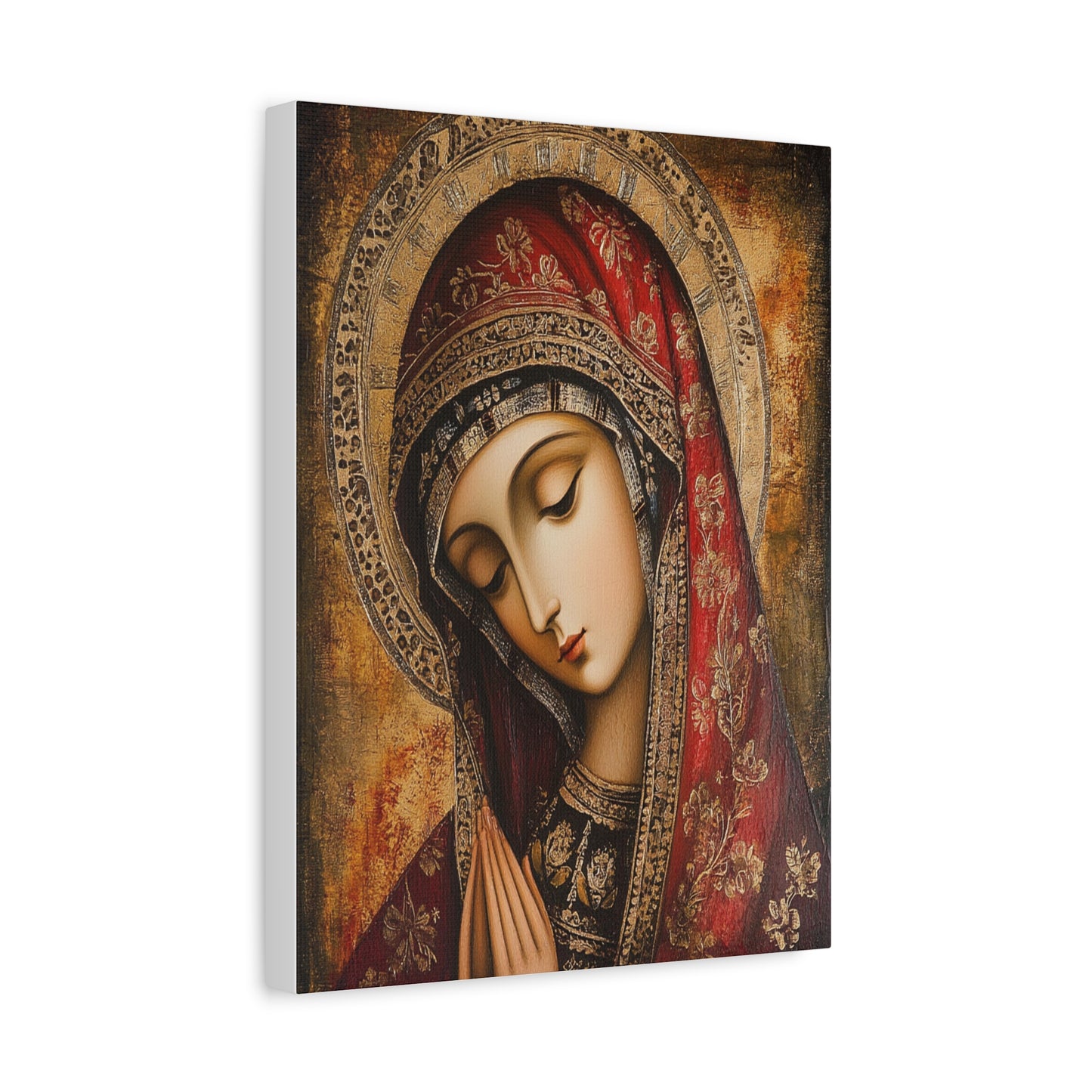 Holy Mary Icon in Byzantine Style - Canvas Wall Art, Christian Decor