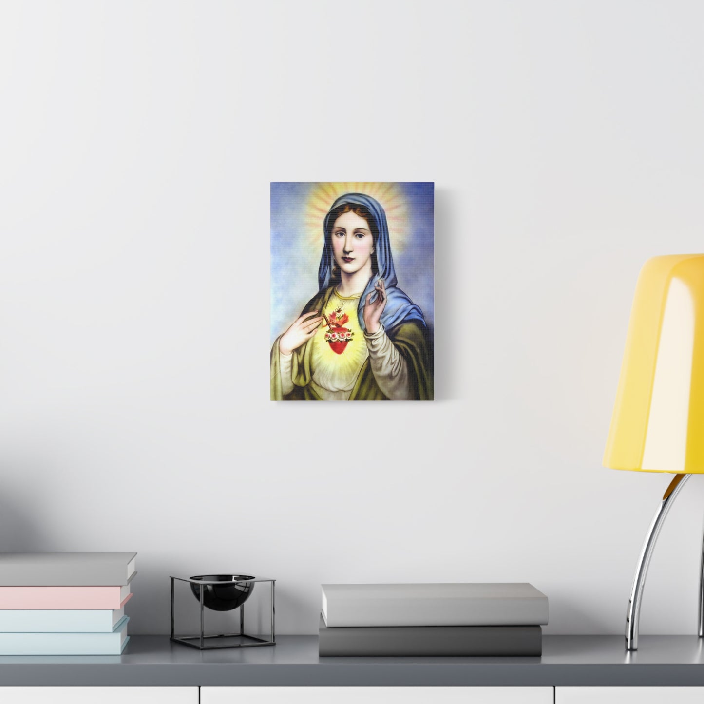 Ready to Hang - Immaculate Heart Virgin Mary Catholic Canvas Wall Art, Christian Decor