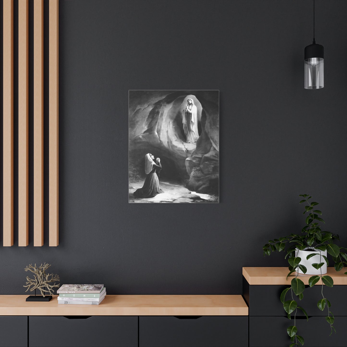 Ready to Hang - Our Lady of Lourdes St. Bernadette Soubirous Catholic Canvas Wall Art, Christian Decor