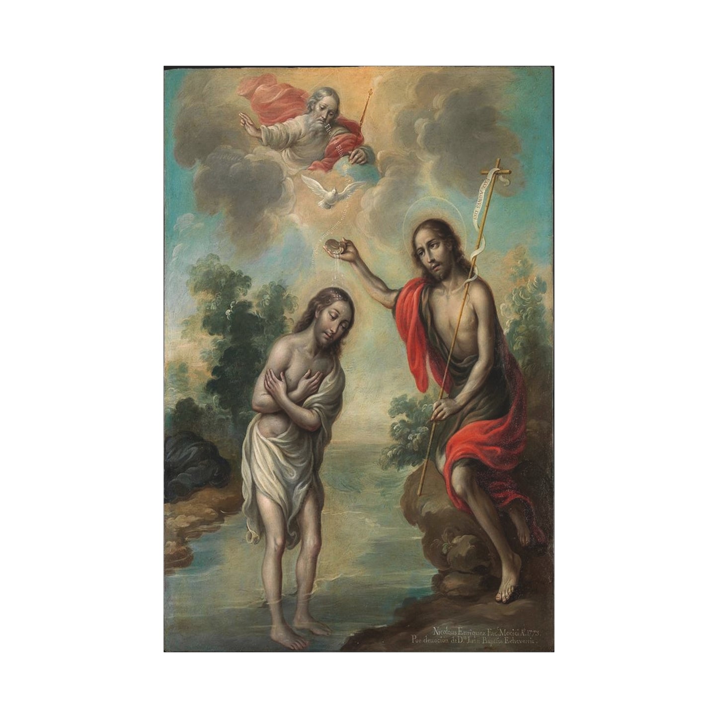 The Baptism of Christ Jesus Catholic HQ Print on Canvas Ready To Hang - Virgin Mary Canvas
