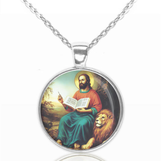 Saint Mark the Evangelist Medal Necklace Round Pendant