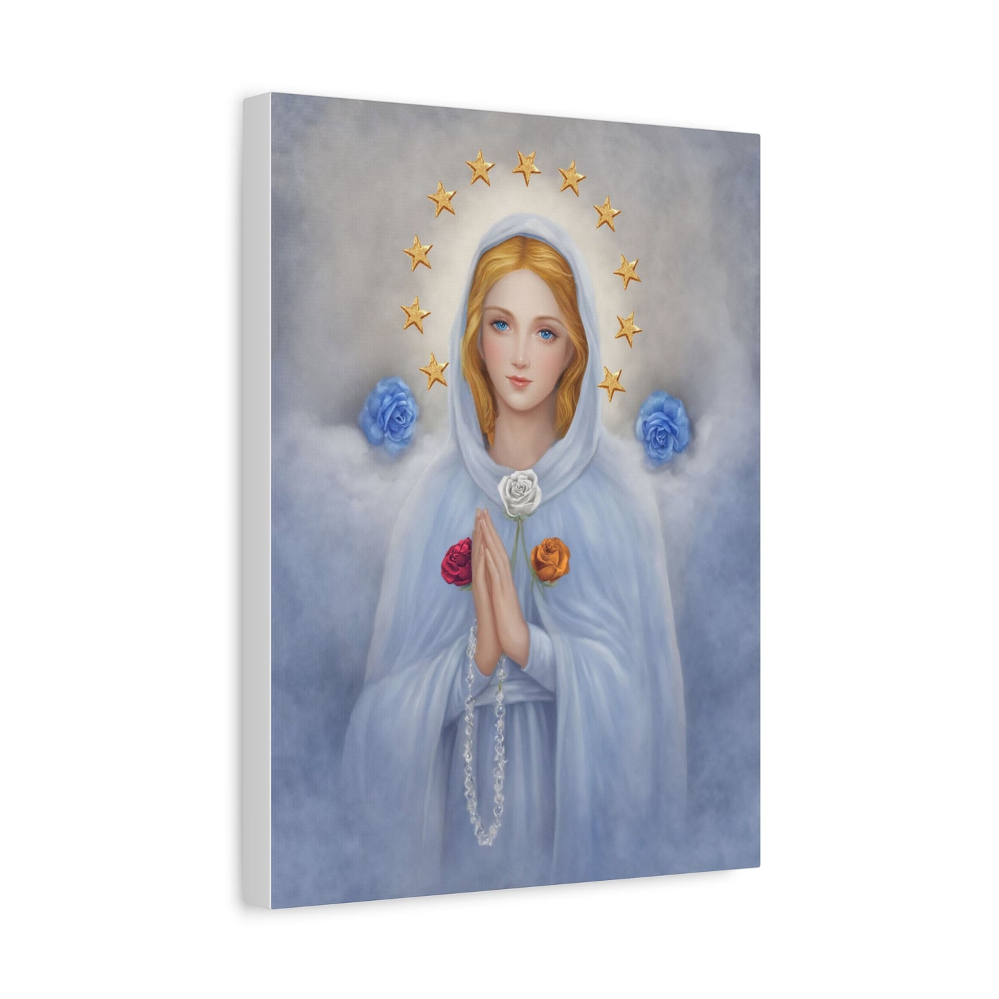 Rosa Mystica Mary Catholic Canvas Wall Art, Christian Decor