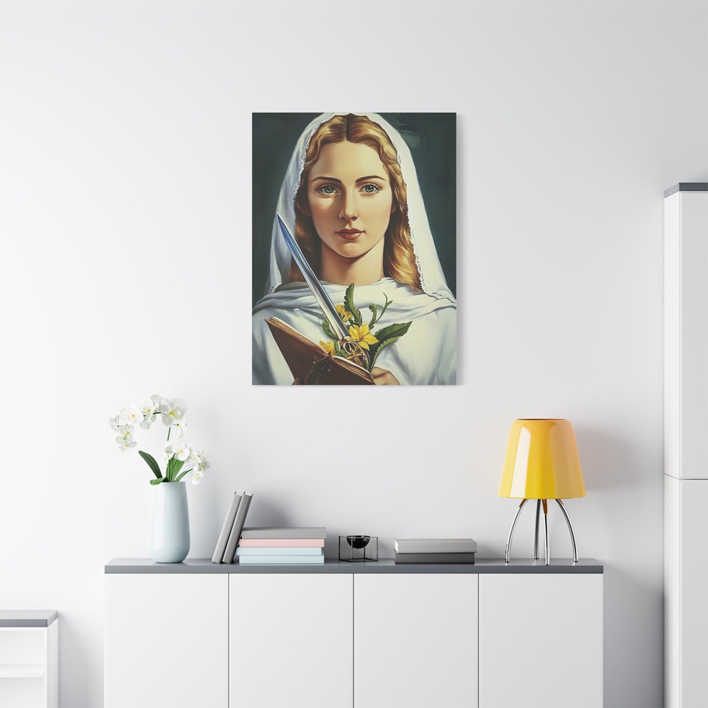 St. Dymphna Catholic Canvas Wall Art, Christian Decor