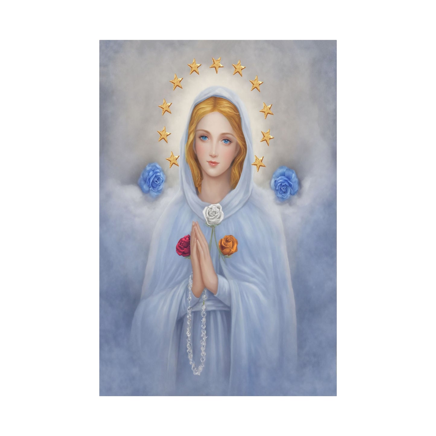 Rosa Mystica Mary Catholic Canvas Wall Art, Christian Decor