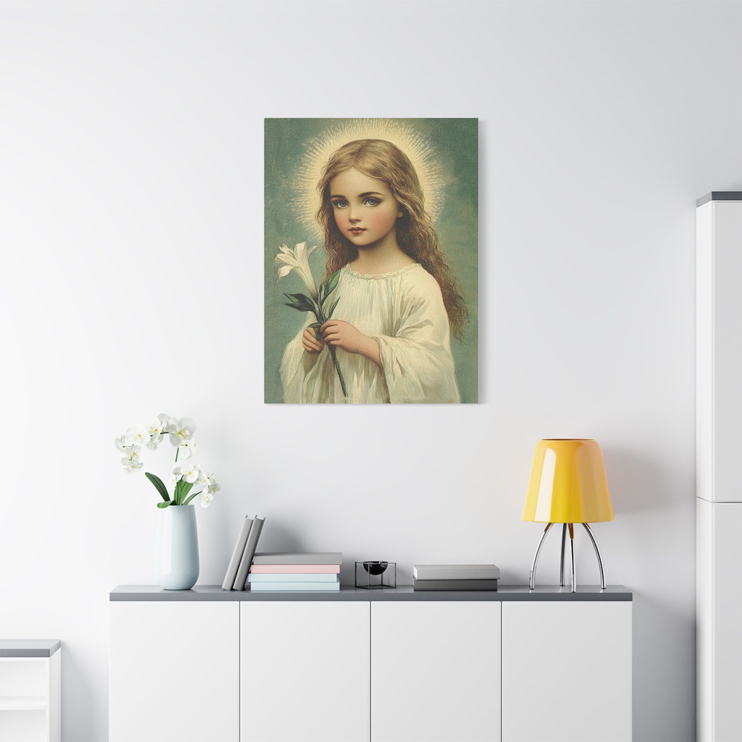 Child Mary Catholic Canvas Wall Art, Christian Decor