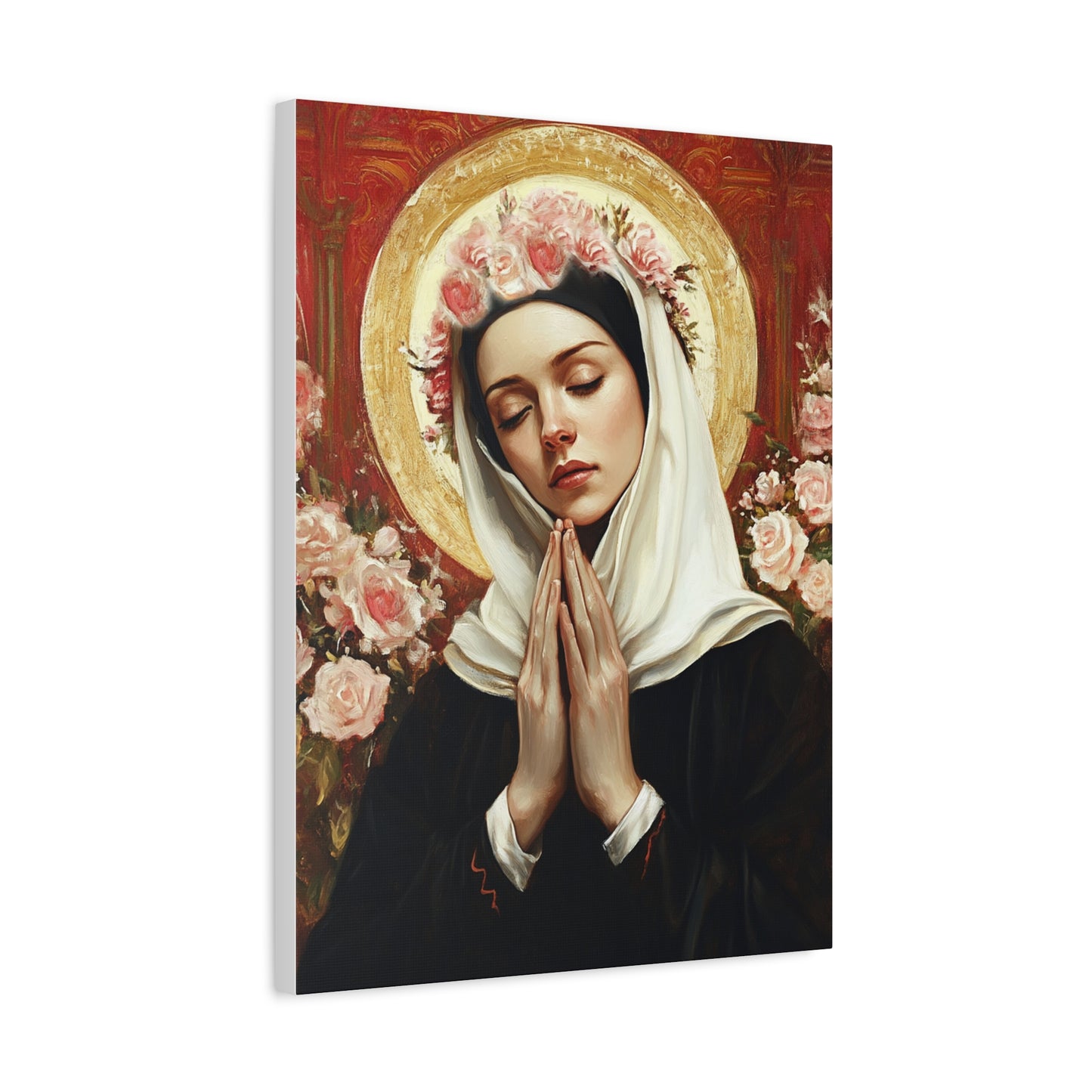 Ready To Hang - St. Rose of Lima Roses Catholic Canvas Wall Art, Christian Decor