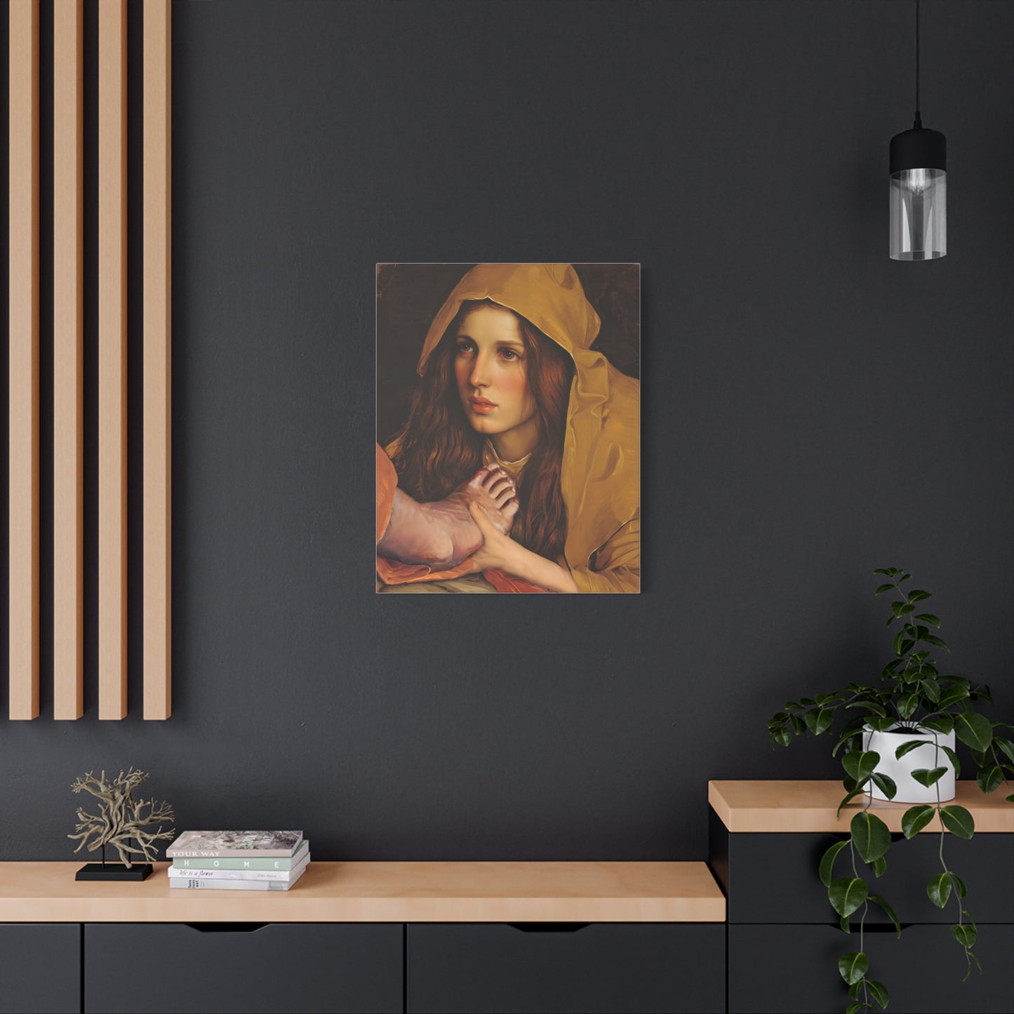 St. Mary Magdalene Anointing Jesus Feet Catholic Canvas Wall Art, Christian Decor