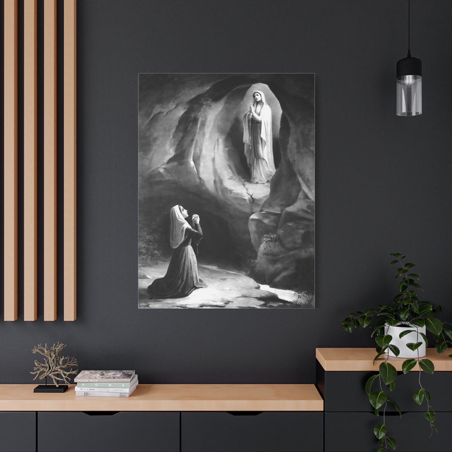 Ready to Hang - Our Lady of Lourdes St. Bernadette Soubirous Catholic Canvas Wall Art, Christian Decor